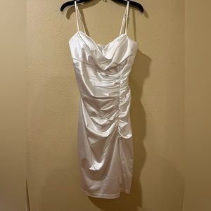 White Cinch Dress with Slit
